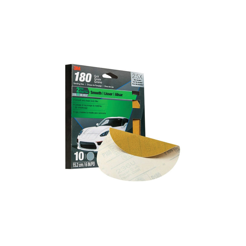 3M Products 31448 Sanding Disc, 6 in Dia, 180 Grit — Gold