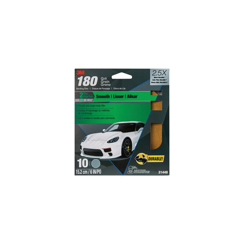 3M Products 31448 Sanding Disc, 6 in Dia, 180 Grit — Gold — view 4
