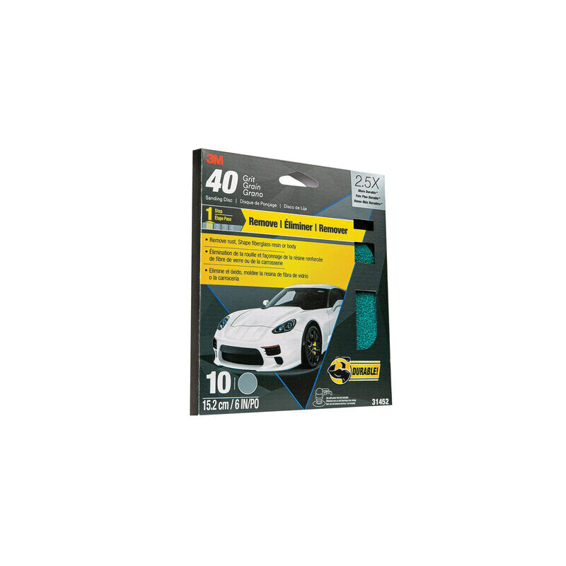 3M Products 31452 Sanding Disc, 6 in Dia, 40 Grit — Green