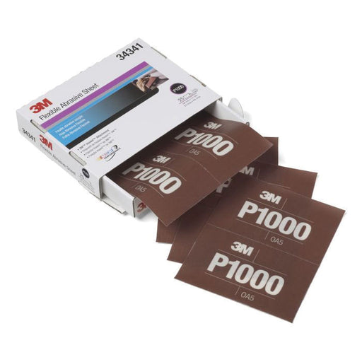 3M Products 34341 270J Series Abrasive Hand Sheet, 5-1/2 in W x 6.8 in L, P1000 Grit, Fine Grade, Br — view 2