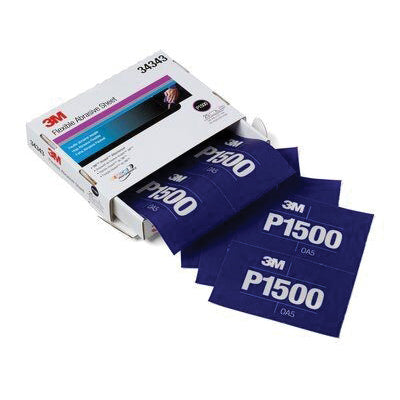 34343 Hookit Flexible Hand Sanding Sheet P1500 Fine Purple 5-1/2 in x 6.8 in with Hook and Loop