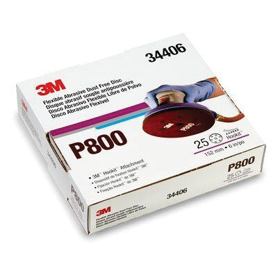 3M Products 34406 270J Series Flexible Dust Free Abrasive Disc, 6 in Dia, P800 Grit, Hook and Loop,