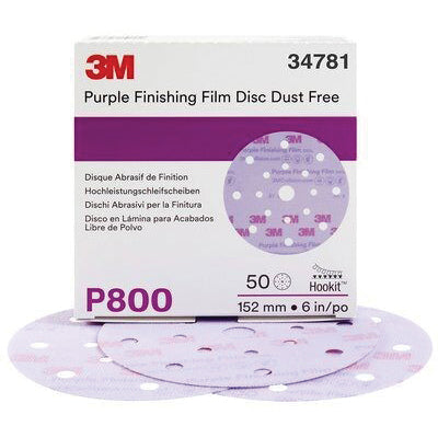 3M Products 34781 260L Series Dust Free Abrasive Disc, 6 in Dia, P800 Grit, Hook and Loop, Purple