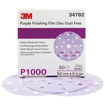 3M Products 34782 260L Series Dust Free Abrasive Disc, 6 in Dia, P1000 Grit, Hook and Loop, Purple