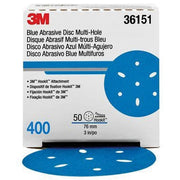3M Products 36151 321U Series Multi-Hole Abrasive Disc, 3 in Dia, 400 Grit, Hook and Loop, Blue — view 2