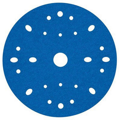 3M Products 36170 321U Series Multi-Hole Abrasive Disc, 6 in Dia, 40 Grit, Hook and Loop, Blue