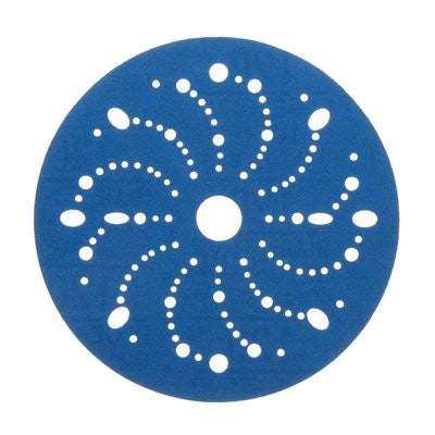 3M Products 36174 321U Series Multi-Hole Abrasive Disc, 6 in Dia, 120 Grit, Hook and Loop, Blue