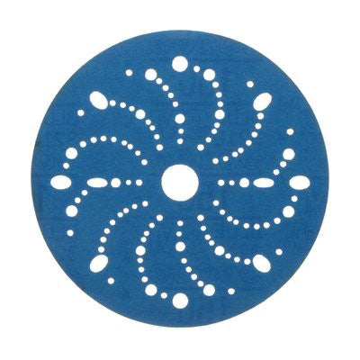 3M Products 36175 321U Series Multi-Hole Abrasive Disc, 6 in Dia, 150 Grit, Hook and Loop, Blue