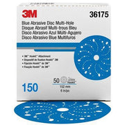 3M Products 36175 321U Series Multi-Hole Abrasive Disc, 6 in Dia, 150 Grit, Hook and Loop, Blue — view 2