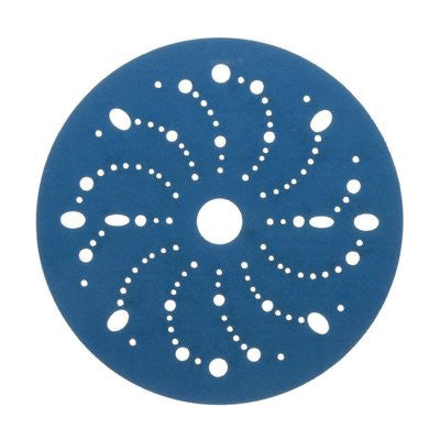 3M Products 36178 321U Series Multi-Hole Abrasive Disc, 6 in Dia, 240 Grit, Hook and Loop, Blue