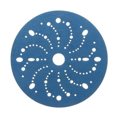 3M Products 36182 321U Series Multi-Hole Abrasive Disc, 6 in Dia, 500 Grit, Hook and Loop, Blue — view 2