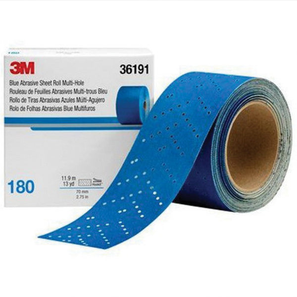 3M 36191 Hookit 2-3/4 in x 13 yd Abrasive Sheet Roll 180 Grit Blue, Paper Backing