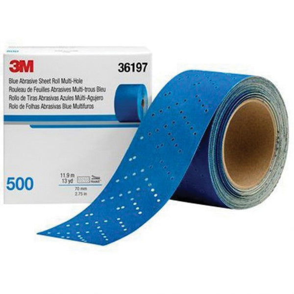 36197 Hookit Multi-Hole Abrasive Sheet Roll 500 Grit 2-3/4 in Width 13 yd Length Blue