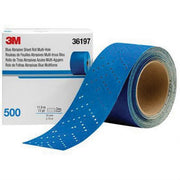 3M Products 36197 321U Series Multi-Hole Abrasive Sheet Roll, 2-3/4 in W x 13 yd L, 500 Grit — Blue — view 2