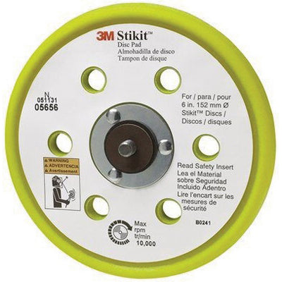 3M Products 5656 10 deg Taper Low Profile Disc Pad, 6 in Dia, 5/16 in - 24 TPI Arbor, PSA Attachment