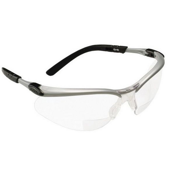 3M BX 62048 Reader Protective Eyewear, Universal, 2.5 Diopter, Clear Lens, Silver Frame