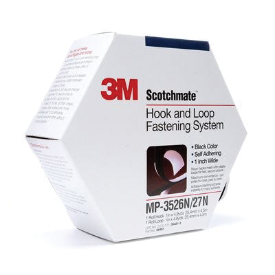 3M Products 6481 MP3526N/27N Series Hook and Loop Fastener Roll, Nylon, Polypropylene Liner, Black