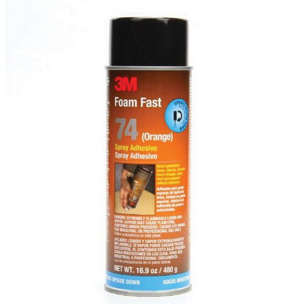 3M Products 82242 74 Series Foam Fast Spray Adhesive, 24 oz Aerosol Can, Foam, Orange, 15 min Curing — view 3
