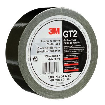 3M Products 98514 GT2 Series Single Sided Premium Matte Cloth Tape, 50 m x 48 mm, Black