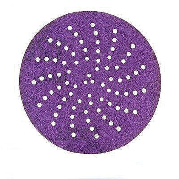 Cubitron™ II 31369 737U Series Multi-Hole Clean Sanding Abrasive Disc, 5 in Dia, 180+ Grit, Hook and Loop, Purple