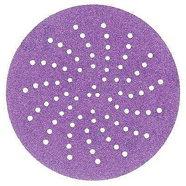 Cubitron™ II 31363 737U Series Multi-Hole Clean Sanding Abrasive Disc, 3 in Dia, 150+ Grit, Hook and Loop, Purple