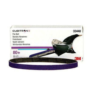 3M Products Cubitron II 33440 786F Series File Belt, 3/8 in W x 13 in L, 80+ Grit, Purple
