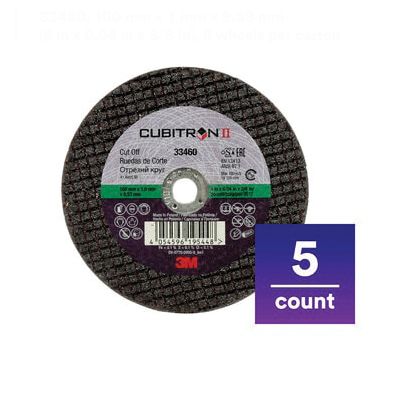 3M Cubitron II 33460 Type 1 Cut-Off Wheel, 4 in Dia x 1/25 in THK, 3/8 in Center Hole, Ceramic Abras — view 3