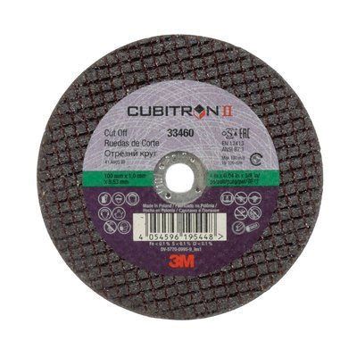 Cubitron II 33460 Type 1 Cut-Off Wheel, 4 in Dia x 1/25 in THK, 3/8 in Center Hole, Ceramic Abras