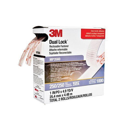3M Products Dual Lock 06463 Reclosable Fastener Tape, 4.1 m x 25.4 mm, Clear