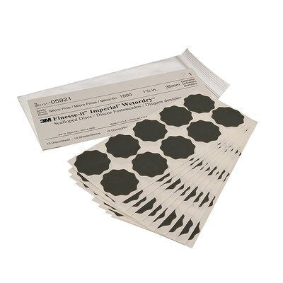 3M Products Finesse-It Wetordry 05921 Fine Grade Scallop Abrasive Disc, 1500 Grit — Black
