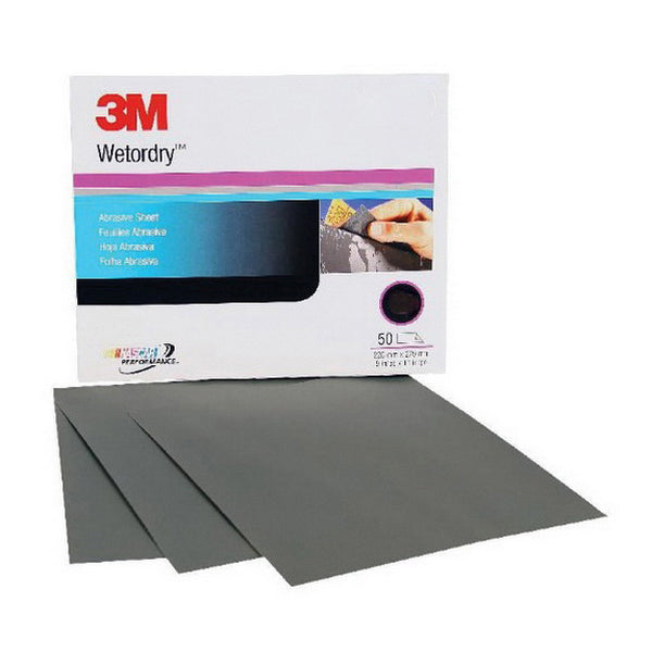 3M Imperial Wetordry 2020 9 in x 11 in 2000 Grit Fine Grade Abrasive Sheet, Black