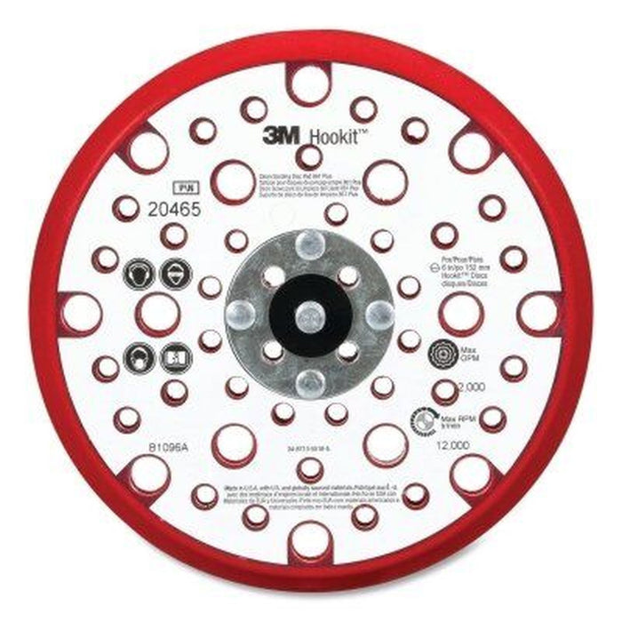 3M Hookit Low Profile Disc Back-up Pad 30160, 6 Inch, 53 Holes, Red Foam, 10/CS