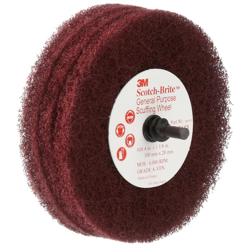 3M Products Scotch-Brite 67430 CF-D4 Series General Purpose Scuffing Wheel, 4 in, Very Fine Grade, A