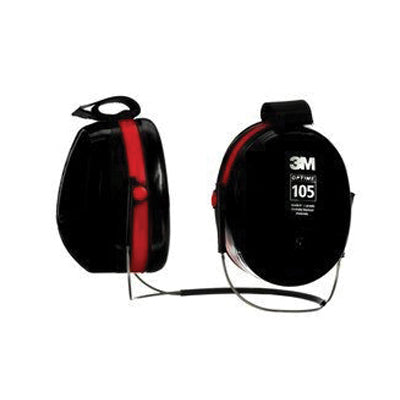 PELTOR Optime H10B Earmuff, 29 dB NRR, ABS Construction, Black/Red, Low-Profile Design for Helmet
