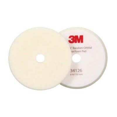 3M Perfect-It 34126 6 in Coarse Foam Random Orbital Compounding Pad - Hook-Loop, White
