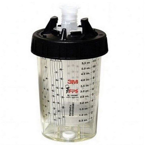 Mini High Output Pressure Hard Cup 180 mL (Part 16121) with collar and hose for HGP spray gun