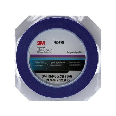 Scotch Fine Line Masking Tape 6409 36 yd x 3/4 in Indigo Vinyl 5.3 mil