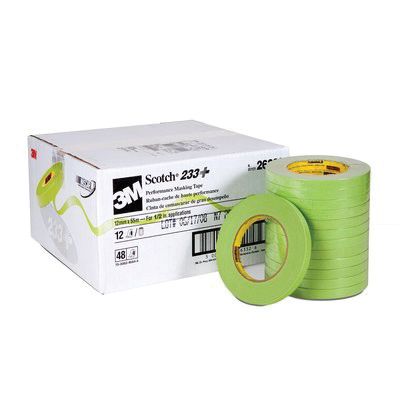 3M Products Scotch 26332 233+ Series Performance Masking Tape, 55 m x 12 mm, Green