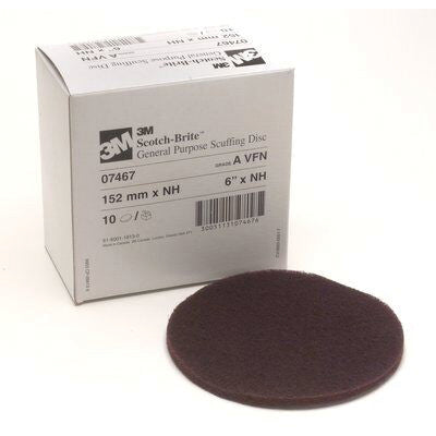 3M Products Scotch-Brite 07467 No-Hole Scuffing Disc, 6 in, Very Fine Grade, Aluminum Oxide, Maroon