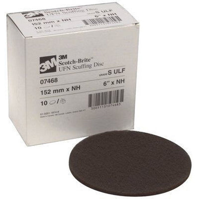 3M Products Scotch-Brite 07468 No-Hole Scuffing Disc, 6 in, Ultra Fine Grade, Silicon Carbide, Gray