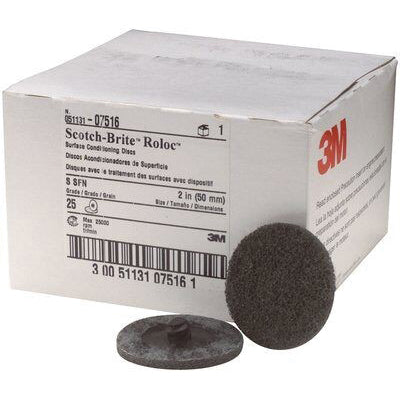 3M Products Scotch-Brite 07516 SC-DR Series No-Hole Surface Conditioning Disc, 2 in, Super Fine Grad