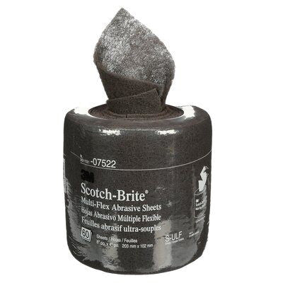 3M Products Scotch-Brite 07522 MX-SR Series Multi-Flex Abrasive Sheet Roll, 8 in W x 20 ft L — Gray