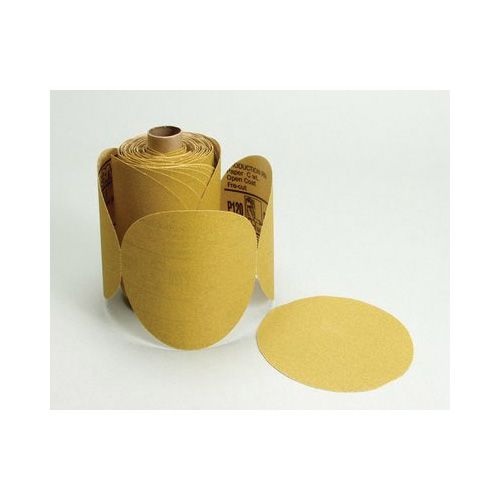3M Stikit 55572 Disc Roll, 6 in Dia, P120 Grit, Aluminum Oxide Abrasive, PSA Attachment — Gold