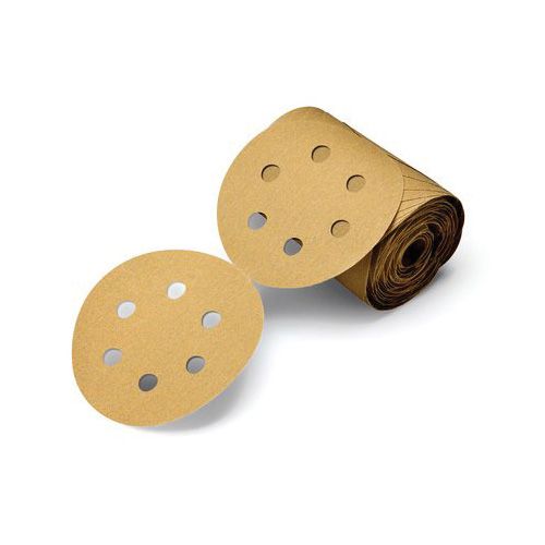 3M Stikit 55572 Disc Roll, 6 in Dia, P120 Grit, Aluminum Oxide Abrasive, PSA Attachment — Gold — view 2