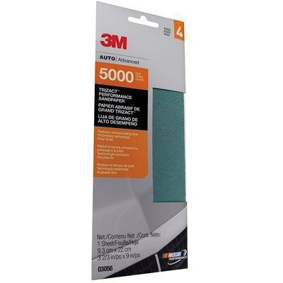 3M Products Trizact 03056 Sandpaper, 3-2/3 in W x 9 in L, 5000 Grit, Aluminum Oxide Abrasive