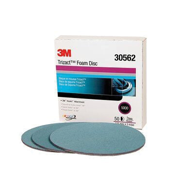 3M Products Trizact 30562 443SA Series Abrasive Disc, 5 in Dia, P5000 Grit, Hook and Loop, Blue