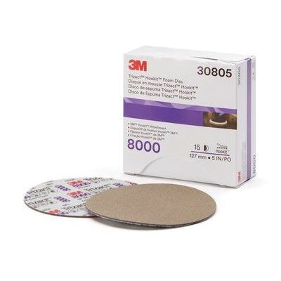 3M Products Trizact 30805 443SA Series Abrasive Disc, 5 in Dia, P8000 Grit, Hook and Loop, Gray