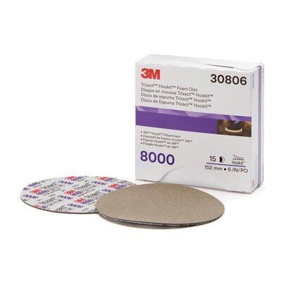 3M Products Trizact 30806 443SA Series Abrasive Disc, 6 in Dia, P8000 Grit, Hook and Loop, Gray