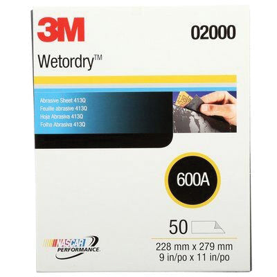 Wetordry Tri-M-Ite 600 Grit Black Abrasive Sheet 9 in x 11 in - Part 2000