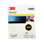 3M Products Wetordry Tri-M-Ite 02002 413Q Series Abrasive Sheet, 9 in W x 11 in L, 400 Grit, Medium
